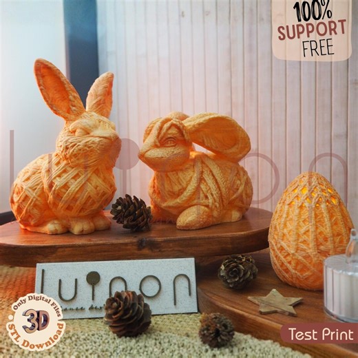 3D Printable Easter Bunnies & Egg Tealight Holder Set STL – Faux Fiber Decor - Etsy