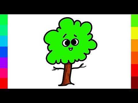 How to draw a TREE - Easy Tutorial for Kids, Toddlers, Preschoolers
