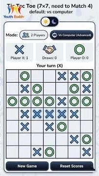 Tic Tac Toe (7×7) game from Youth Buddy | #shorts