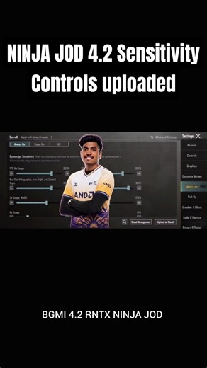 NINJAJOD4.2SensitivityControlsuploaded#bgmi#song #shorts#youtubeShorts#trending#viral#fyp#mustwatch
