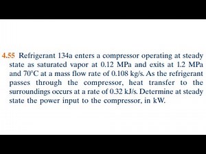 4.55 Refrigerant 134a enters a compressor operating at steady state as saturated vapor.