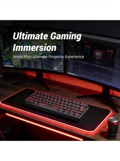 7KEYS 60% Gaming Keyboard, Numeric Keypad And Mouse Set. This Mini Gaming Keyboard Has 61 Keys And Features True RGB Backlighting. Suitable For Computer Users/Gamers, Typists, Travelers And Business Travelers. It Is Easy To Carry. | SHEIN