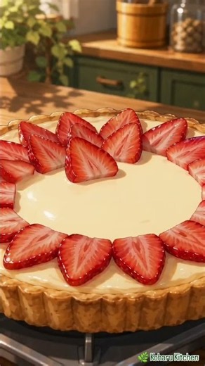 Strawberry Custard Tart 🍓 | Silky Custard & Crispy Tart ASMR