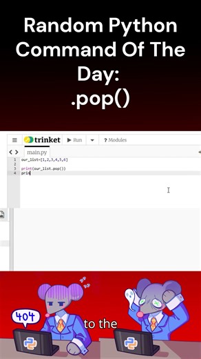 Random Python Command Of The Day, .pop() #coding #python #programming