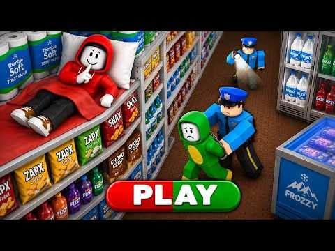 MIKEY AND JJ 24 HOURS AT NIGHT IN A SUPERMARKET IN ROBLOX