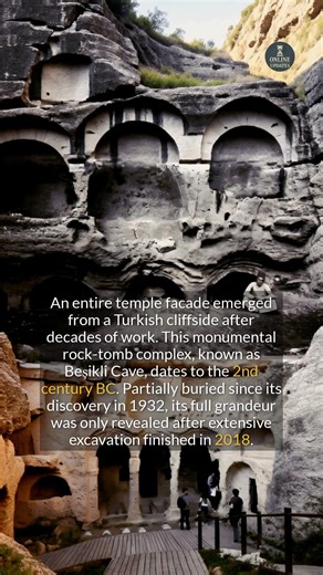 A 2nd-century BC temple facade emerged from a cliff in Turkey. #archaeology #ancienthistory #historyfacts | Online Updates