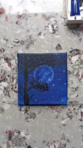 Easy Moon painting/Acrylic painting 😍#art #diy #youtube