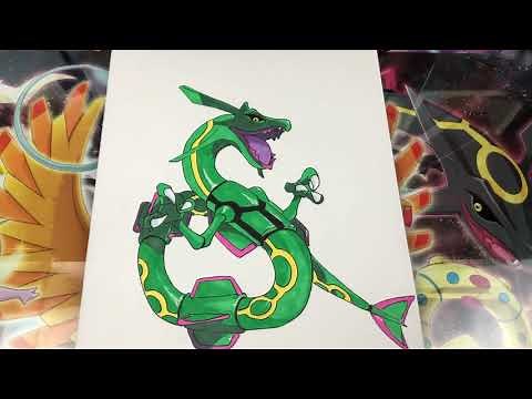 COMMENT DESSINER ET COLORIER LE POKEMON LEGENDAIRE RAYQUAZA SPEED DRAWING ✍️