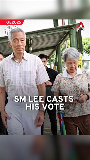 Senior Minister Lee Hsien Loong and his wife Ho Ching cast their votes for #GE2025 at Crescent Girls’ School on Saturday (May 3) around noon. Mr Lee is leading the People’s Action Party slate in Ang Mo Kio GRC, where he has served as MP for the past 41 years. #Singapore #sgnews | CNA