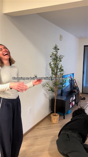 Been talking about chopping my hair for months and finally booked the appointment… and didn’t tell my husband until it was done 🤭 His reaction was everything 🥹😂 #newhairstyle #wifey