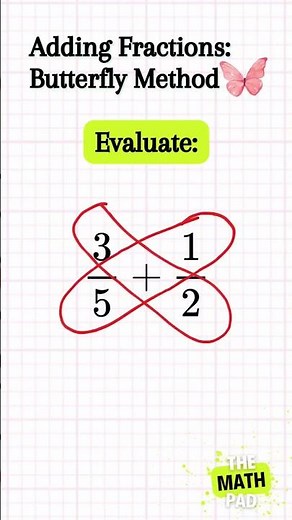 Butterfly Method for Adding Fractions | Subtracting Fractions🦋#maths #fractiontricks #addition #fyp