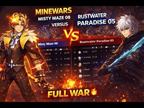 MINEWARS MISTY MAZE 08 VS RUSTWATER PARADISE 05 🔥 FULL WAR | Crystal of Atlan