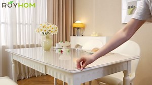 Royhom Clear Table Cover Protector 39 x 63 Inch, 1.5mm Thick Plastic Table Cover, Waterproof, Easy to Clean, Transparent PVC Desk Protector Mat for Dresser, TV Cabinet, Dining Room