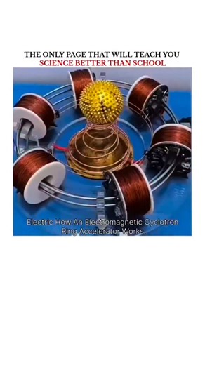 UNIVERSE | SCIENCE | TECHNOLOGY on Instagram: "How an Electromagnetic Cyclotron Ring Accelerator Works ⚛️ Ever wondered how scientists accelerate tiny particles to almost the speed of light? 🚀 Here’s the magic behind a Cyclotron Ring Accelerator—simple and powerful! 🔹 Magnetic Field A strong perpendicular magnetic field forces charged particles (like protons) to move in a circular path. 🔹 Alternating Electric Field Each time the particle crosses the gap between electrodes, an oscillating elec