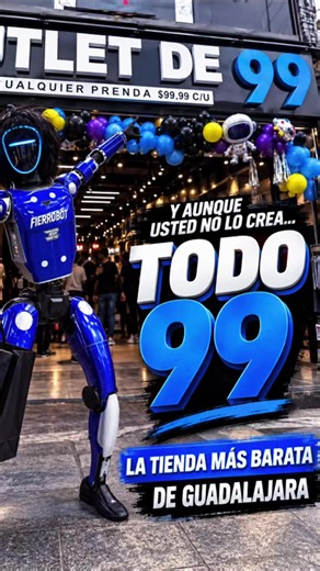 Fierro Bot llegó a Outlet 99… quiso hacer descuentos y terminó de dueño 😂🔥 Ven a conocer la tienda más barata de Guadalajara y encuentra de todo para comprar, surtirte o emprender. @OutletDe99👽 #FierroBot #Outlet99 #Guadalajara
