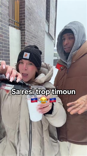 Who wants a snow Malta!?! TIMOUN! You need to try!! It was DELICIOUS! 😂 🇭🇹 #georgesandashley #haitiantiktok🇭🇹 #couples #couple #funnytiktok