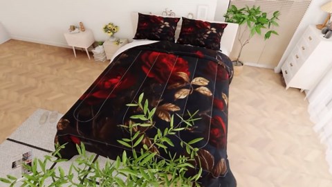 JOLOSERE Luxurious Rose Floral Comforter King Set, 3-Piece Vintage Soft Red Rose Bedding Comforter Set for Adults All Season