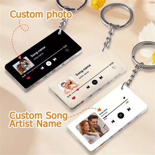 Customized Photo and Name Keychain, Personalized Acrylic Keychain, Custom Bag Charm, Women's Customizable Photo Keychain, Song Artist Name - Etsy