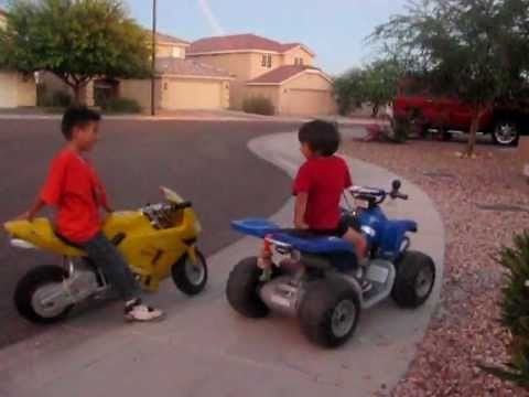 Motorcycle (4 year old on ATV 12 volts versus 7 year old on Motorcycle 36 volts)