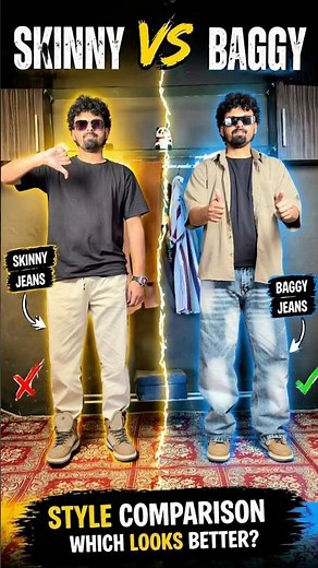 Skinny vs baggy jeans fashion #mensfashion #baggyjeans #menhacks
