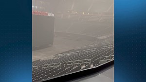 A fire outside of State Farm Arena forced Atlanta Fire Rescue to close the arena and the former CNN Center. Video from a Channel 2 Action News viewer showed smoke inside the arena: https://2wsb.tv/3TqtpnI | WSB-TV