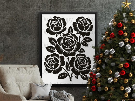 Rose Vector Digital, Floral Clipart, Flower Vintage Linocut, SVG Cut File, Printable Art, PNG and SVG, for Shirt, Wall Art - Etsy