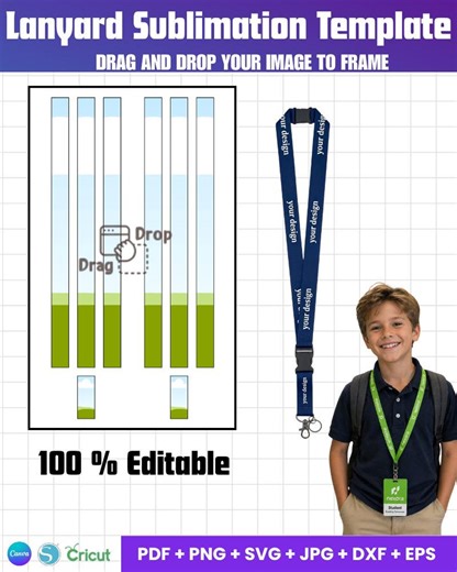 Lanyard Template Canva Editable, Sublimation Lanyard Template, ID Badge Lanyard, Custom Lanyard, Printable Lanyard Design, Branding Lanyard - Etsy Australia