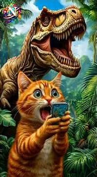 قطة في مواجهة الديناصور 🐱 سيلفي الرعب والمغامرة Cat vs. T-Rex 🐱 The Ultimate Jungle Selfie Adventure