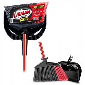 Libman High Power Angle Broom and Dustpan Red Steel Handle and Black Fibers - Walmart.com