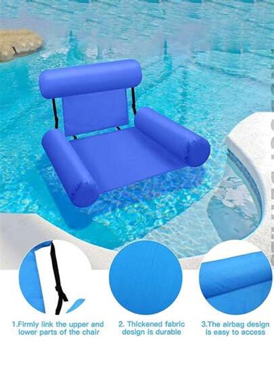 1pc Inflatable Swimming Pool Float Chair, Vibrant Colors, Durable Polyester Hammock Lounge With Armrests And Headrest, Relax At Beach, Lake Or Pool. Adult Swimming Pool Float, Available With Inflation Pump Set | SHEIN