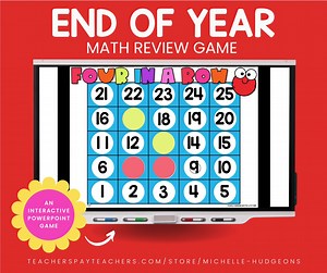 Looking for an END OF THE YEAR MATH REVIEW GAME? This easy to use FOUR IN A ROW POWERPOINT GAME is fun and interactive. Includes 25 math question slides that align with 1st grade standards plus a student recording sheet! Perfect for end of the year activities. Use with your Smart Board or interactive whiteboard! Linked Here: https://www.teacherspayteachers.com/Product/End-of-Year-Activities-1st-Grade-Math-Review-Game-Back-to-School-2nd-Grade-9545987 | Smitten with First | Facebook