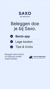 Alles om succesvol te beleggen op één plek. Met een gebruiksvriendelijk platform, voor elk apparaat, bouw je eenvoudig een goed gespreide portefeuille op. Open eenvoudig online een Saxo rekening. ☝🏼 Beleggen kent risico's. Je inleg kan minder waard worden. | Saxo Bank Nederland