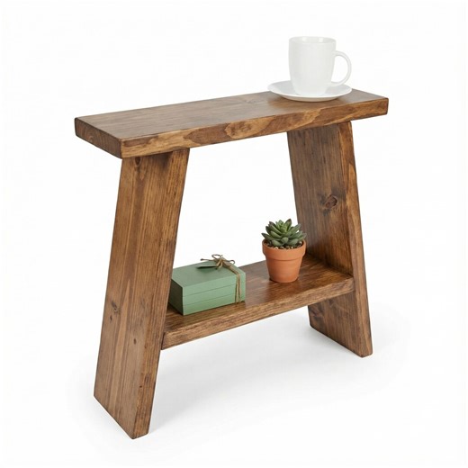 Narrow End-table Walnut | Farmhouse Style | Rustic | for Small Spaces | Storage | Customizable | Furniture | Hand-made | Shelf - Etsy