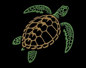 Marine Turtle Embroidery Design - Ocean-inspired Pattern for Black Fabric, Nursery Nautical Theme, Machine PES Files, Beach Life Decor - Etsy