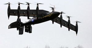 Ten-motor electric plane takes off