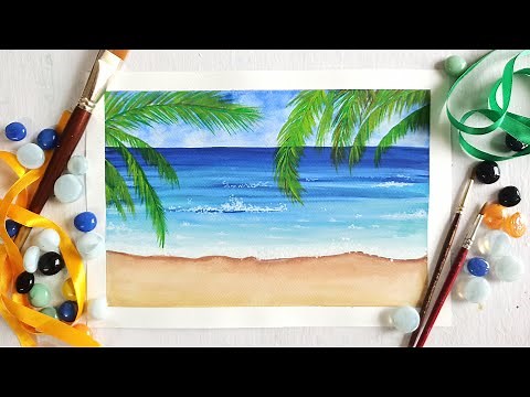 Beach Watercolor Painting For Beginners | Ocean Waves Landscape | Beach Watercolor Tutorial