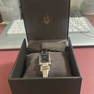 NEW Bulova Silver Rectangular Face Watch with Stainless Steel Band