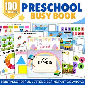 Toddler Learning Binder, Printable Toddler Busy Binder, Learning Book, Busy Book