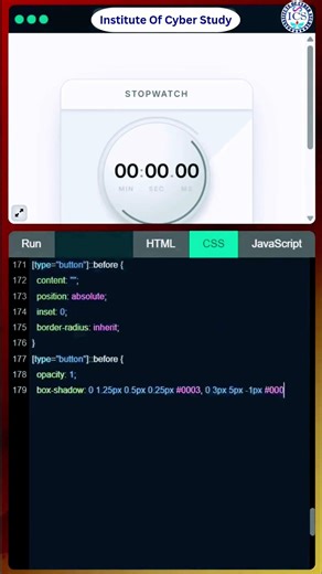 Stopwatch Project with HTML CSS JavaScript ⏱️ | Easy Coding #shorts #viral #html #css #coding