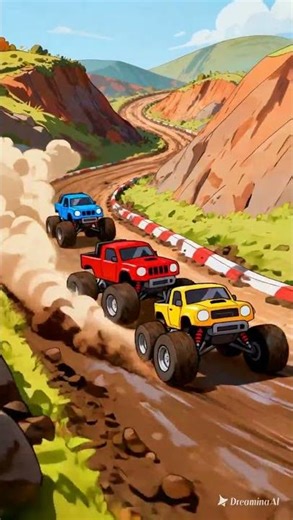 3 Mini Monster Trucks Racing in Mud! 🚗💨🔥