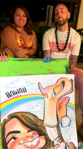 These two rock! So much fun drawing you both! ️ #hawaii #cartoon #art #caricatures #waikiki #maui | Ninjasketch