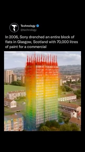 Technology | In 2006, Sony grabbed attention with a bold ad for their BRAVIA TV range, turning an entire block of flats in Glasgow into a canvas for... | Instagram