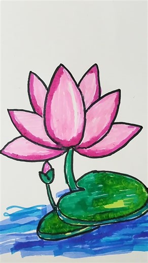 easy water lily drawing tutorial step by step #drawing #easydrawing #art