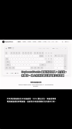 推薦這款專業級 KeyboardTest.io！免裝驅動，打開瀏覽器就能進行按鍵觸發、NKRO 全鍵無衝突及 CPS 點擊測試， 甚至連微小的延遲與斷觸都能精準抓出。 #免費資源網 #KeyboardTest #鍵盤測試 #硬體檢測 #電競配備 | 免費資源網路社群