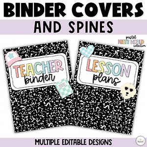 Composition Notebook Teacher Binder Covers and Spines - Editable Subject Covers