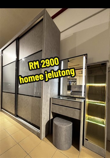 FREE INSTALLATION BEDROOM SET 8x8 • WARDROBE 8x8 • DRESSING TABLE • STOOL • BEDFRAME QUEEN • SIDE TABLE Model NH1810 . #homeejelutong #bedroomset #setbiliktidur #perabot #murah