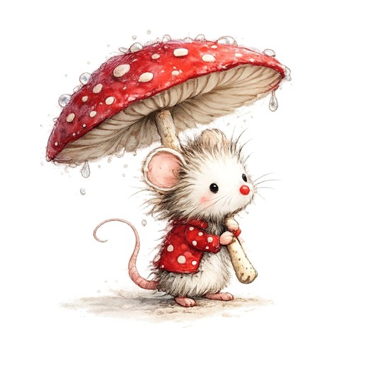 Whimsical Forest Mouse Clipart Set – Watercolor Mushroom and Strawberry Woodland Mice – 27 Cute Storybook PNG Bundle - Etsy