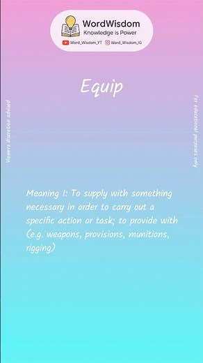 What does "Equip" mean? | English vocabulary shorts | #equip #wordwisdom