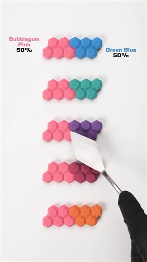 Art__Nook_ on Instagram: "Color Mixing: 💗 + 🌈 Colors — Which Combo Completes the Polyhex Puzzle? 🧩✨ #colormixing #asmr #satisfying #quiz"