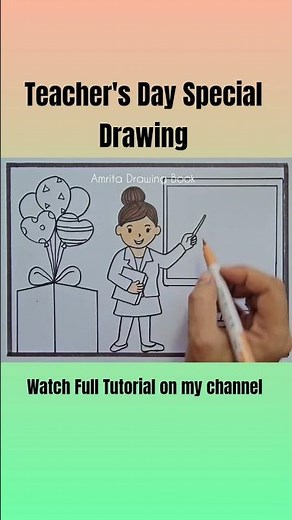 Teacher's Day card Drawing | Teacher's Day poster drawing | Happy Teacher's Day Drawing Easy Step